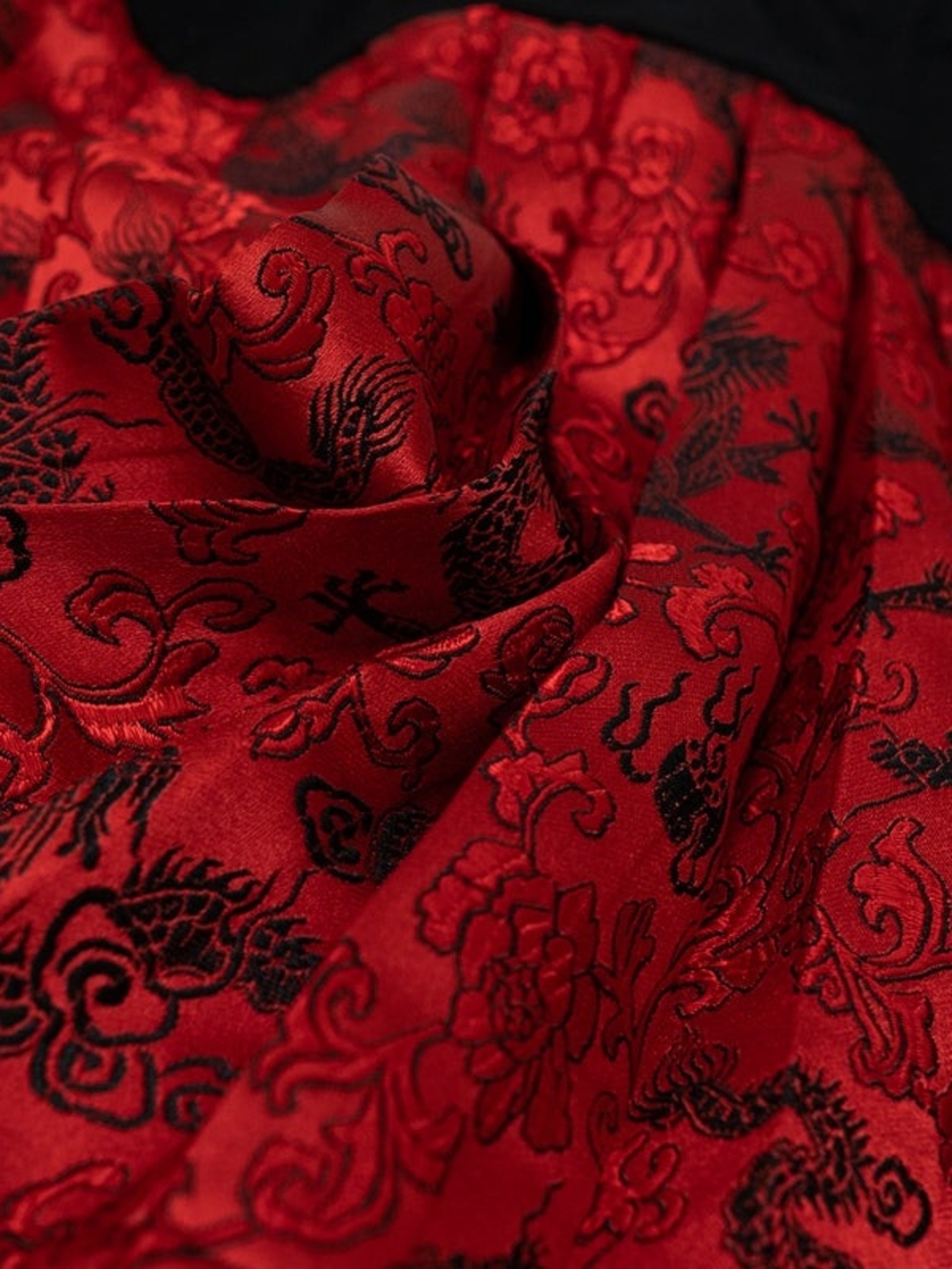 Punk Rave RARE Red and Black Dragon Brocade Skirt With Garter Leg Warmers - Picture 6 of 12